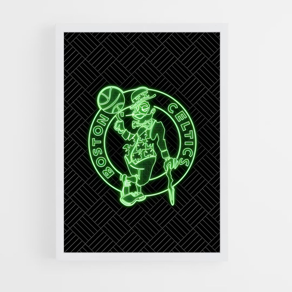 Poster Neon Celtics – affiche Basketball (vue 3)